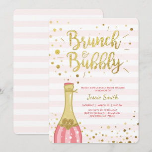Brunch & Bubbly Bruids douche uitnodiging Pink Gol