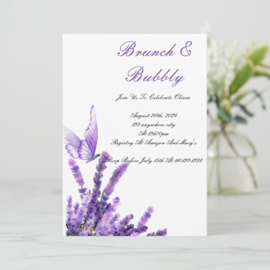 BRUNCH & BUBBLY BRUIDSDOUCHE UITNODIGING (Staand voorkant)