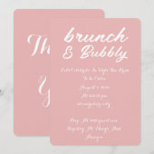 BRUNCH & BUBBLY BRUIDSDOUCHE UITNODIGING ROZE (Voorkant / Achterkant)