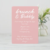 BRUNCH & BUBBLY BRUIDSDOUCHE UITNODIGING ROZE (Staand voorkant)