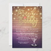 Brunch & Bubbly Bruiloftsfeest Champagne Glas Hout Kaart (Voorkant)