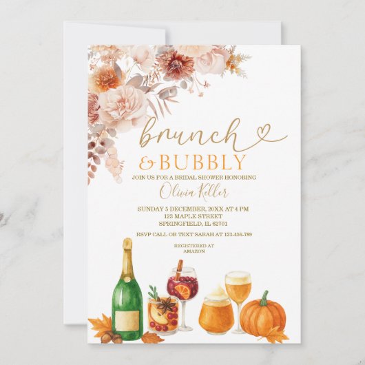 Brunch & Bubbly Burnt Orange Bridal Shower Kaart (Voorkant)