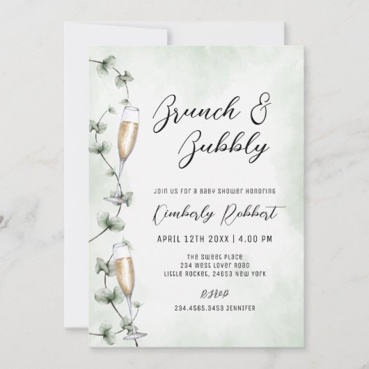 Brunch Bubbly Champagne Baby shower Kaart (Voorkant)