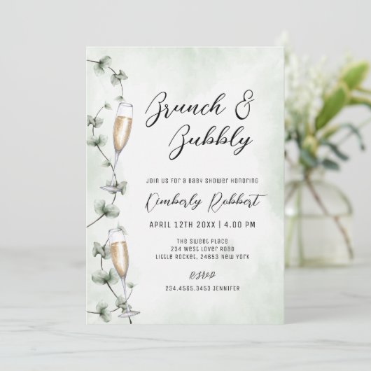 Brunch Bubbly Champagne Baby shower Kaart (Staand voorkant)