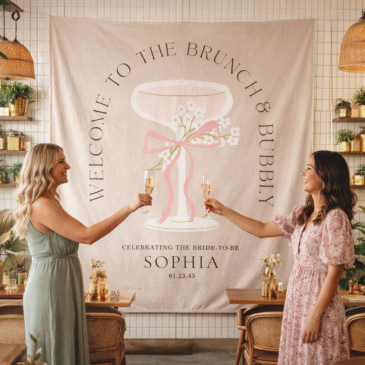 Brunch & Bubbly Champagne Bridal Shower Tapestry Wandkleed
