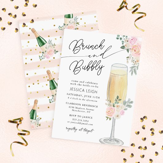 Brunch & Bubbly Champagne Bruidsfeest Uitnodiging