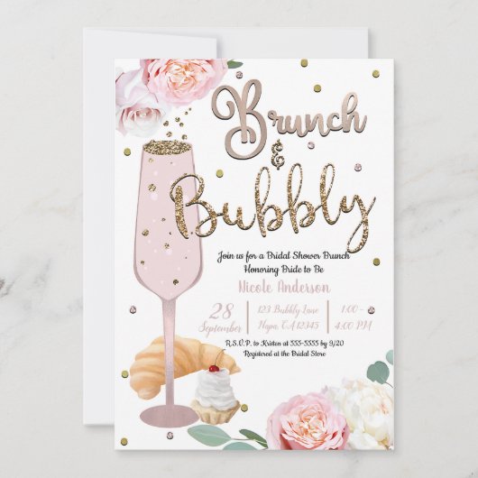 Brunch & Bubbly Champagne Croissant Vrijgezellenfe Kaart (Voorkant)