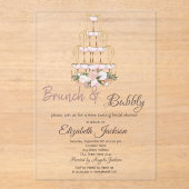 Brunch & Bubbly Champagne Glass Bridal Shower Acryl Uitnodigingen (Voorkant)