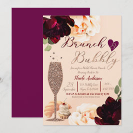 Brunch & Bubbly Champagne Peach Gouden Bruiloftsui Kaart