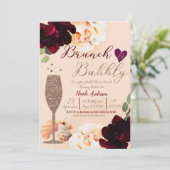 Brunch & Bubbly Champagne Perzik Gouden Bruiloftsf Kaart (Staand voorkant)