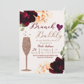 Brunch & Bubbly Champagne Roze Gouden Bruidsdouche Kaart (Staand voorkant)