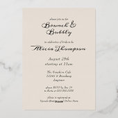 Brunch & Bubbly Champagne Vrijgezellenfeest Folie Uitnodiging (Achterkant)