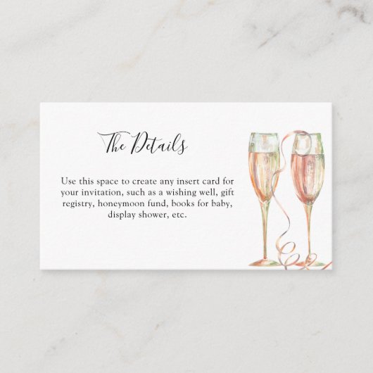 Brunch & Bubbly Champagne Vrijgezellenfeest Informatiekaartje (Voorkant)