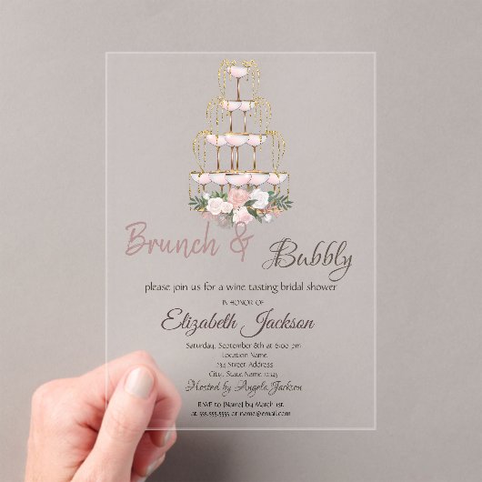 Brunch & Bubbly Champagneglas Bruidsdouche Acryl Uitnodigingen (Insitu (Draagbaar))