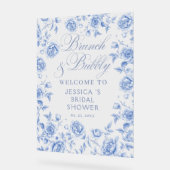 Brunch Bubbly Chic Blue Vrijgezellenfeest Welkom Acryl Bord (Hoek)