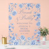 Brunch Bubbly Chic Blue Vrijgezellenfeest Welkom Acryl Bord (Huwelijk)