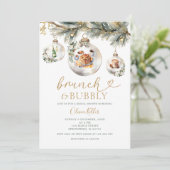 Brunch & Bubbly Christmas Baubles Vrijgezellenfees Kaart (Staand voorkant)