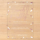 Brunch & Bubbly Confetti Bruidsfeest Acryl Uitnodigingen (Voorkant)