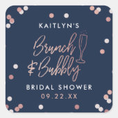 Brunch & Bubbly Confetti Bruidsfeest Vierkante Sticker (Voorkant)
