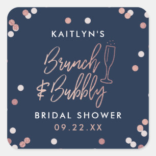 Brunch & Bubbly Confetti Bruidsfeest Vierkante Sticker