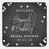 Brunch & Bubbly Confetti Bruidsfeest Vierkante Sticker (Voorkant)