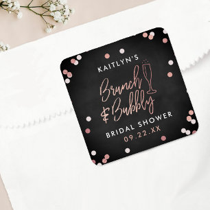 Brunch & Bubbly Confetti Bruidsfeest Vierkante Sticker