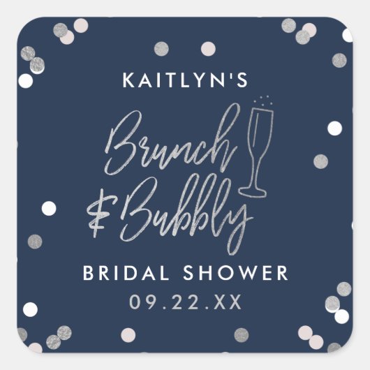 Brunch & Bubbly Confetti Bruidsfeest Vierkante Sticker (Voorkant)