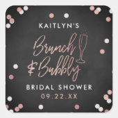 Brunch & Bubbly Confetti Bruidsfeest Vierkante Sticker (Voorkant)
