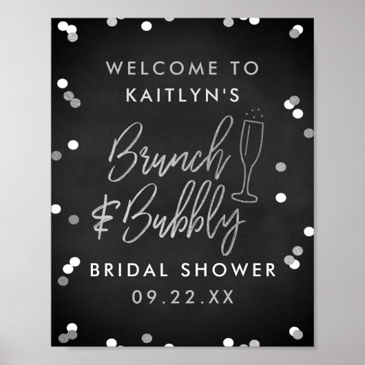 Brunch & Bubbly Confetti Vrijgezellenfeest Welkom Poster (Voorkant)