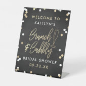 Brunch & Bubbly Confetti Vrijgezellenfeest Welkom Reclamebord Met Voetstuk (Voorkant)