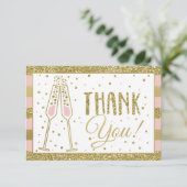 Brunch & Bubbly Dank u kaart, faux glitter / Folie Bedankkaart (Staand voorkant)