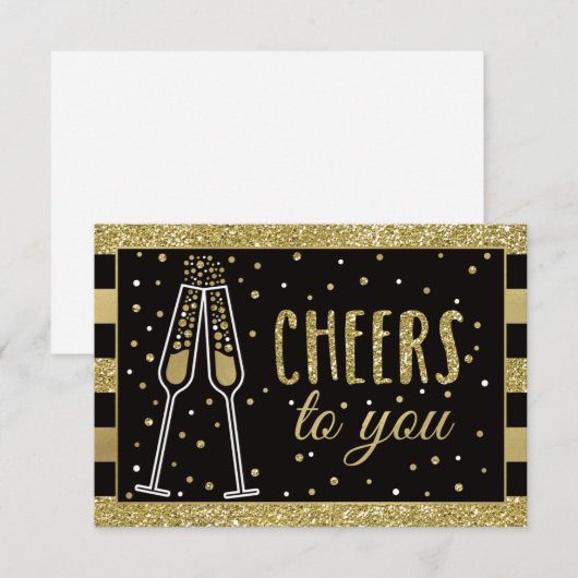 Brunch & Bubbly Dank u kaart, faux glitter / Folie Bedankkaart (Voorkant / Achterkant)