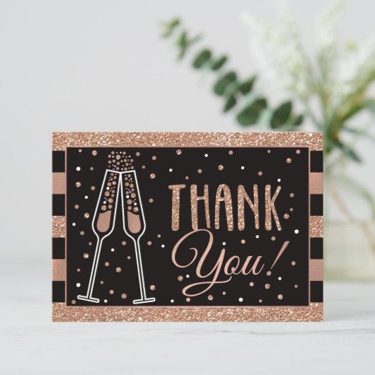 Brunch & Bubbly Douche Bedankt Card Faux Glitter (Staand voorkant)