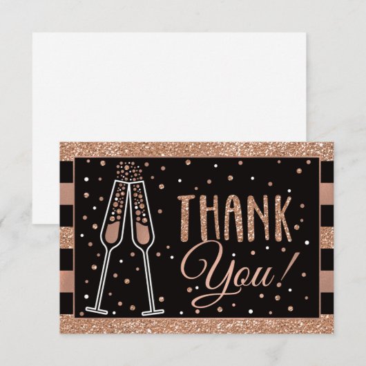 Brunch & Bubbly Douche Bedankt Card Faux Glitter (Voorkant / Achterkant)