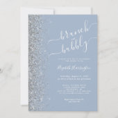 Brunch & Bubbly Dusty Blue Silver Vrijgezellenfees Kaart (Voorkant)