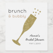 Brunch & Bubbly Faux Glitter Mousserende Wijn Etik Etiket (Enkel label)