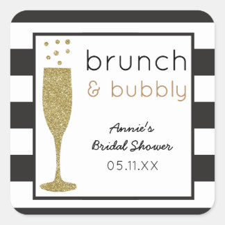 Brunch & Bubbly Faux Glitter Vrijgezellenfeest Sti Vierkante Sticker