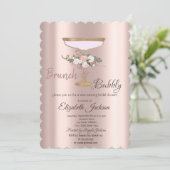 Brunch & Bubbly Floral Glass Vrijgezellenfeest Kaart (Staand voorkant)