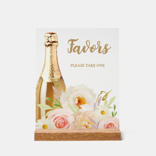 Brunch & Bubbly Floral Vrijgezellenfeest Favors Acryl Bord (Voorkant)