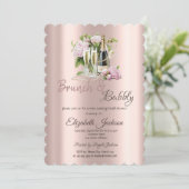 Brunch & Bubbly Flowers Pearls Vrijgezellenfeest Kaart (Staand voorkant)