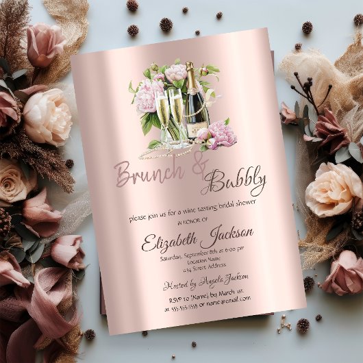 Brunch & Bubbly Flowers Pearls Vrijgezellenfeest Kaart