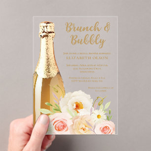 Brunch & Bubbly Garden Bloemachtige Bruidsdouche Acryl Uitnodigingen
