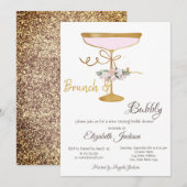 Brunch & Bubbly Glas, Glitter Bruidsdouche Kaart (Voorkant / Achterkant)