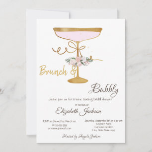 Brunch & Bubbly Glas, Glitter Bruidsdouche Kaart