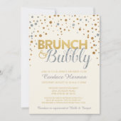 Brunch & Bubbly Glitter Bruids Douche Uitnodiging (Voorkant)