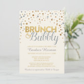 Brunch & Bubbly Glitter Bruids Douche Uitnodiging (Staand voorkant)