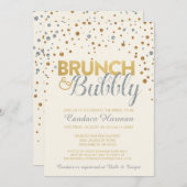 Brunch & Bubbly Glitter Bruids Douche Uitnodiging (Voorkant / Achterkant)