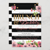 Brunch & Bubbly Glitter Zwart Wit Vrijgezellenfees Kaart (Voorkant / Achterkant)