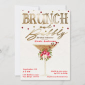 Brunch & Bubbly Gouden Rode Bruilofts Bruidsshower Kaart (Voorkant)