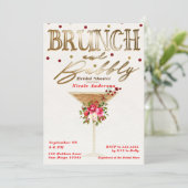 Brunch & Bubbly Gouden Rode Bruilofts Bruidsshower Kaart (Staand voorkant)